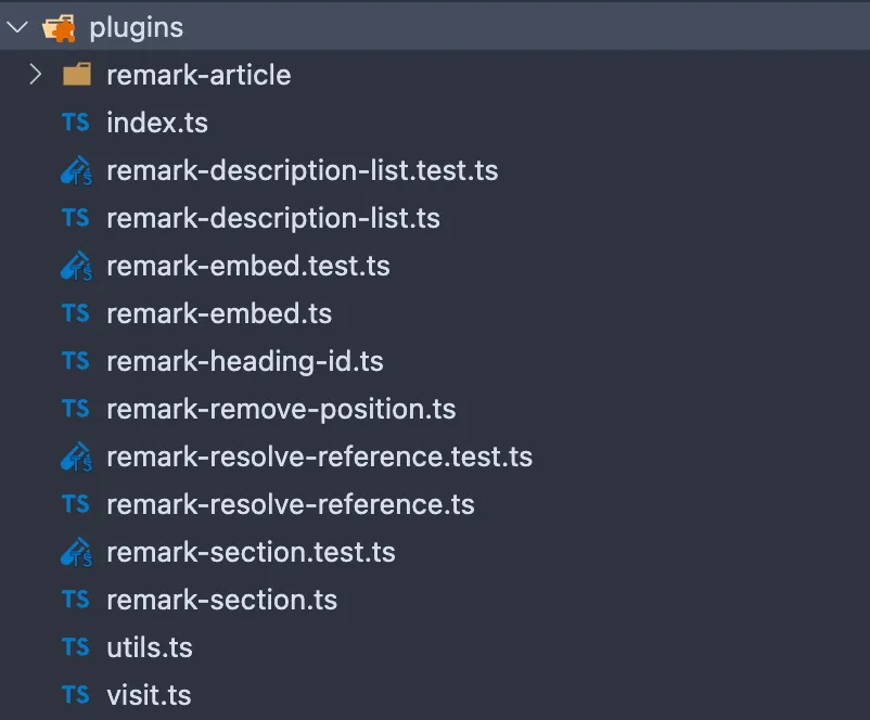 remark用に書いたプラグインのファイルツリー